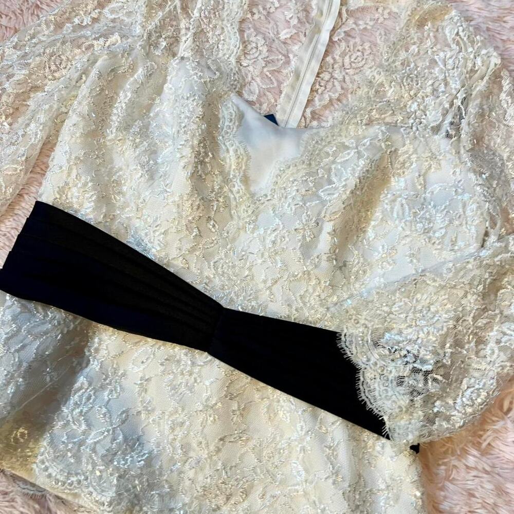 Vintage Alfred‎ Angelo Lace Beaded Formal Mature Bridal Glam Classic Peplum Top - Picture 4 of 6
